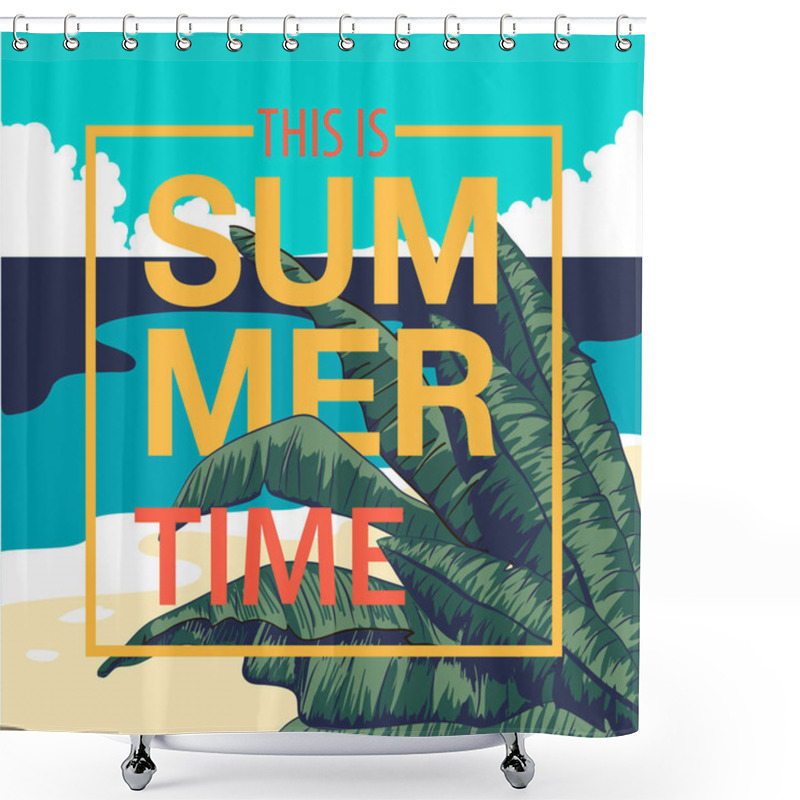 Personality  Tropical Flowers And Palm Leaves Summer Banner Graphic Background Exotic Floral Invitation Flyer. Design Template For Poster, Banner, Shower Curtains