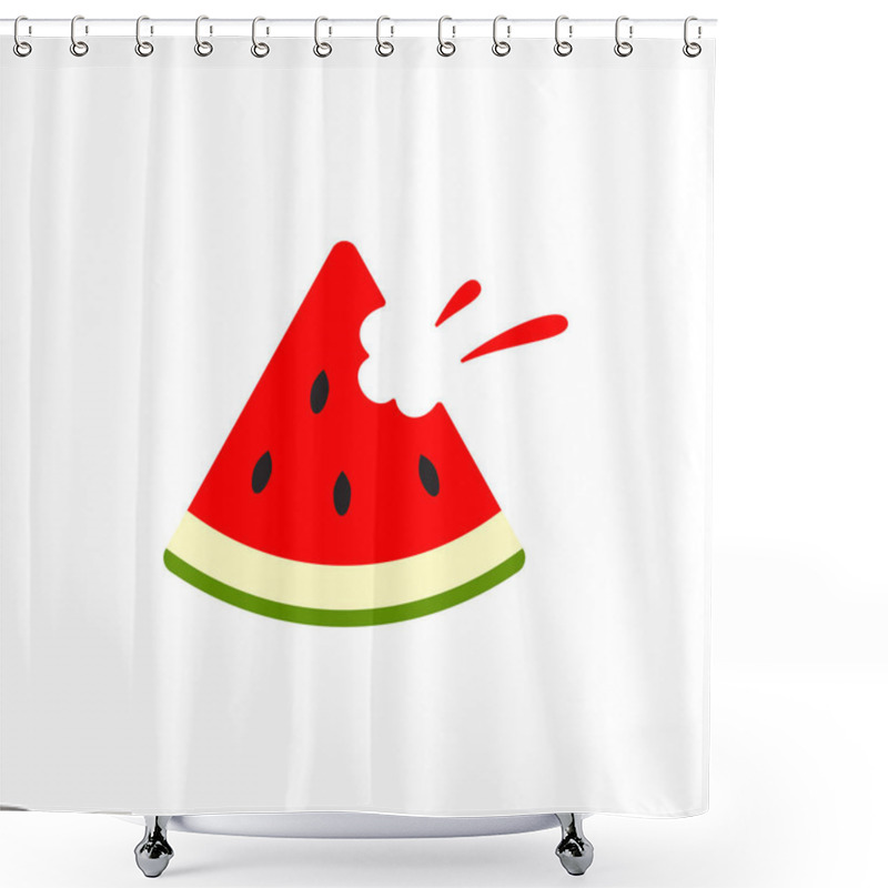 Personality  Watermelon Icon. Vector Water Melon. Slice Fruit Isolated On White Background Shower Curtains