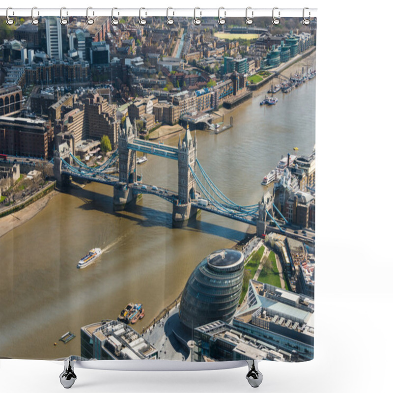 Personality  Tower Bridge And London City Hall Aerial View Shower Curtains