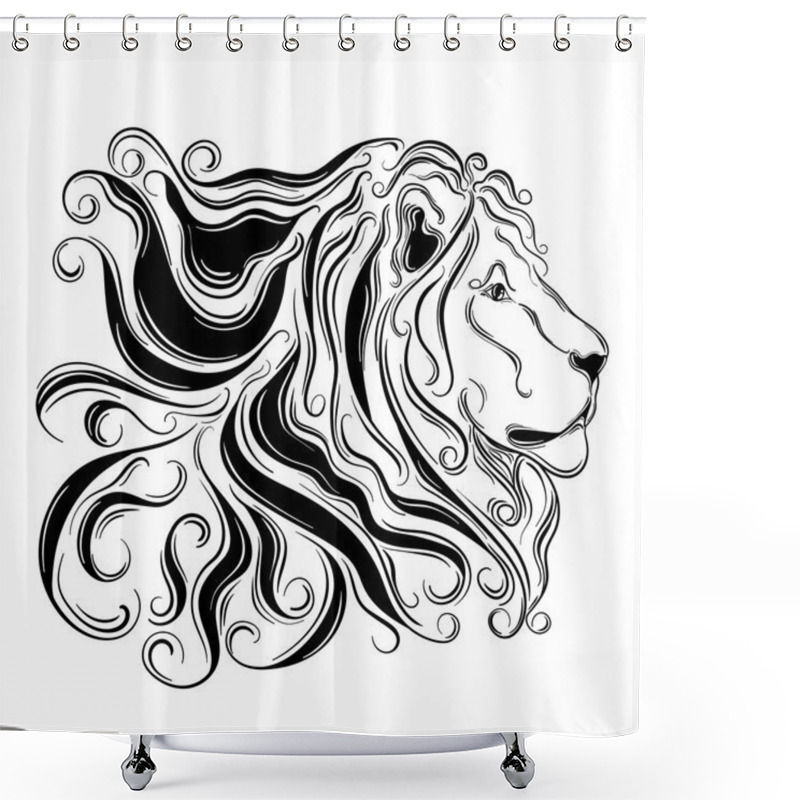 Personality  Lion Doodle Illustration Shower Curtains