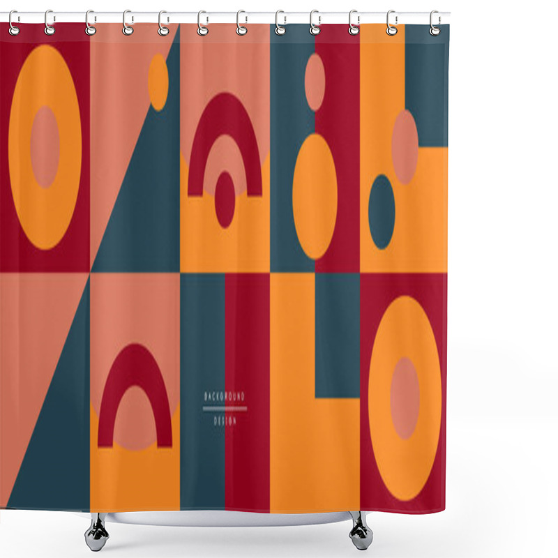 Personality  Neo Memphis Geometric Pattern With Circles, Squares And Lines. Pop Art Abstract Background For Covers, Banners, Flyers And Posters And Other Templates Shower Curtains