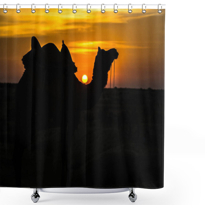 Personality  Sunset View At Sam Sand Dunes Of Jaisalmer The Golden City, An Ideal Allure For Travel Enthusiasts Shower Curtains