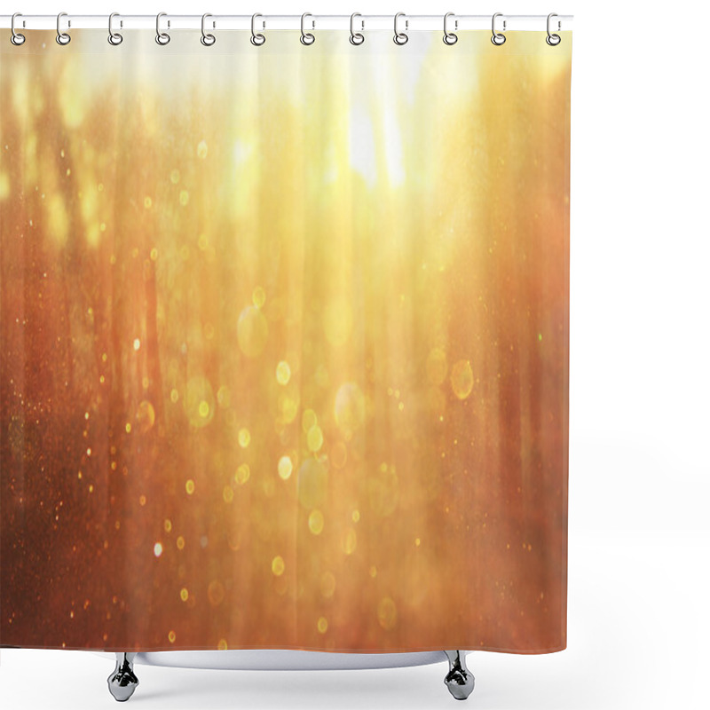 Personality  Abstract Photo Of Light Burst Among Trees And Glitter Bokeh Lights. Image Is Blurred And Filtered . Shower Curtains