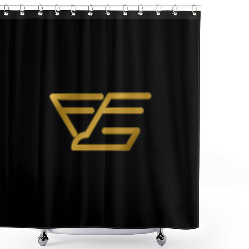 Personality  Bird In Flight Variant Gold Plated Metalic Icon Or Logo Vector Shower Curtains