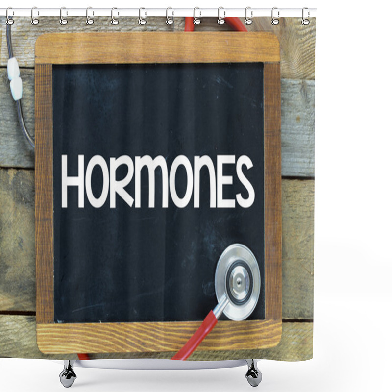 Personality  Hormones Inscription On A Blackboard Shower Curtains