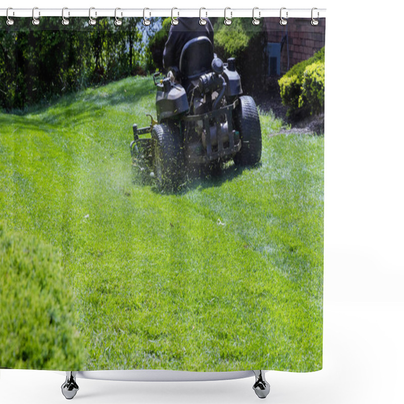 Personality  Municipal Worker Mows The Lawn Mower Gardener Cuts The Grass Shower Curtains