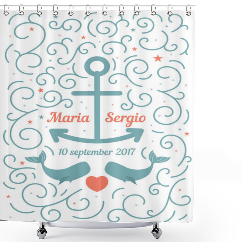 Personality  Invitation To The Wedding In A Marine Theme. Shower Curtains