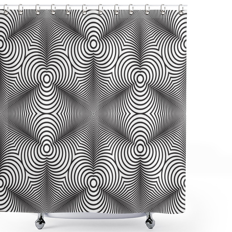 Personality  Black And White Op Art Design, Vector Seamless Pattern Backgroun Shower Curtains