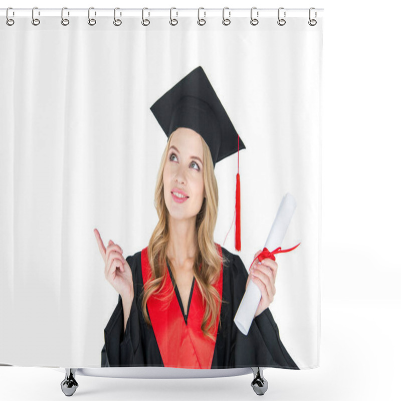 Personality  Student Holding Diploma  Shower Curtains