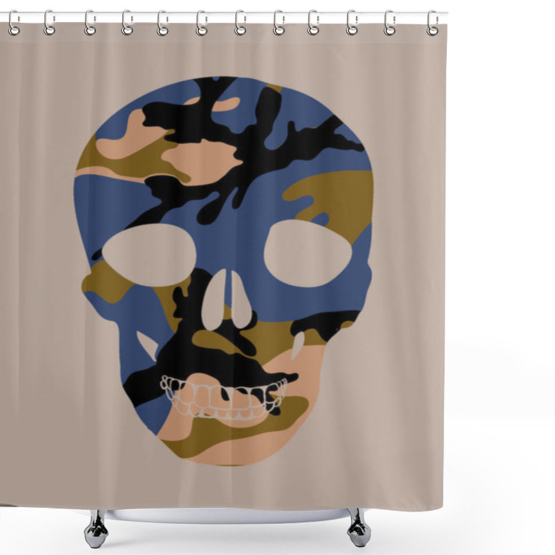 Personality  Skull With Camouflage Pattern Shower Curtains