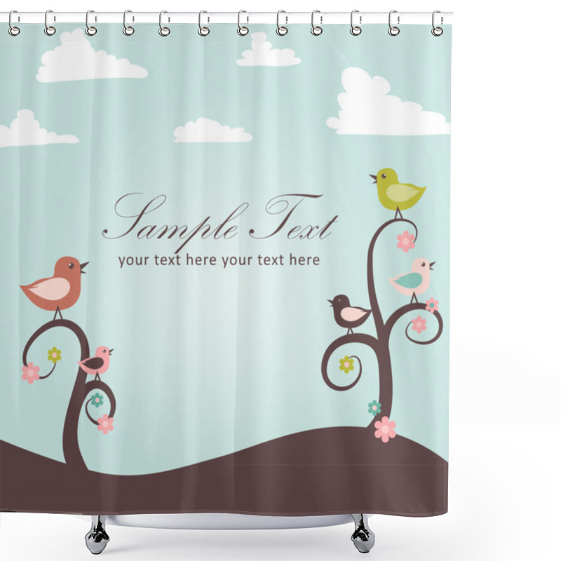 Personality  Birds And Flowers Card Shower Curtains