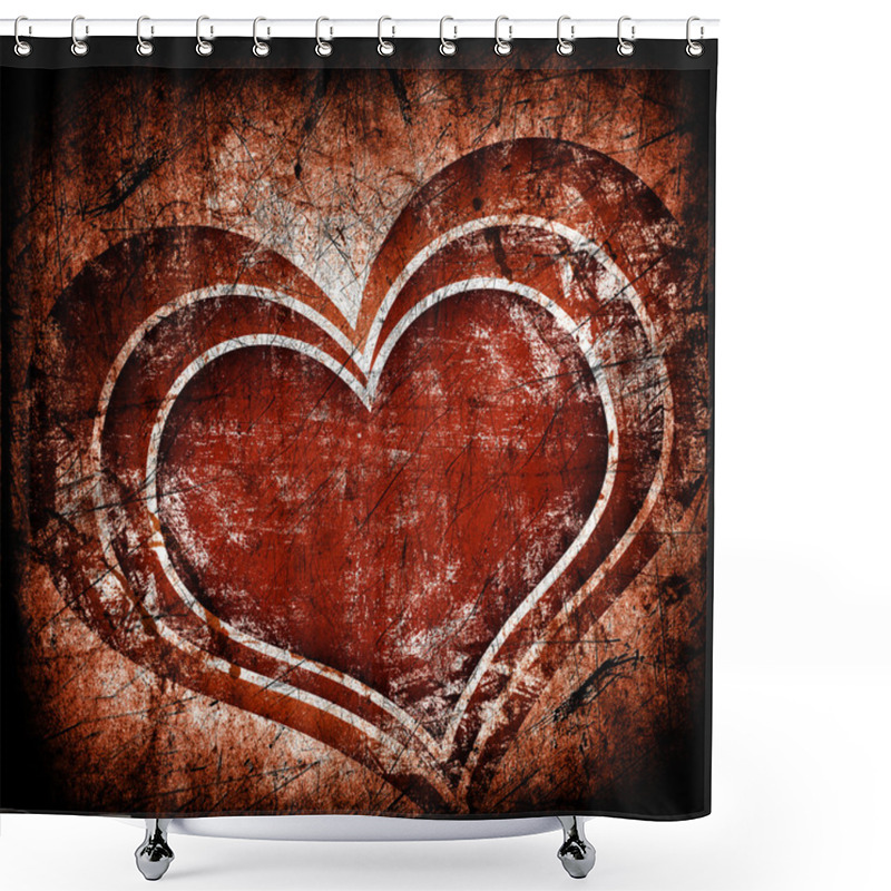 Personality  Grunge Art Background With Hearts Shower Curtains