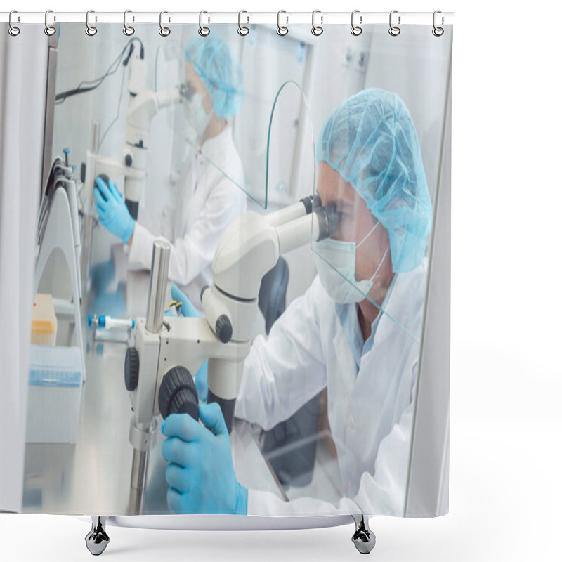 Personality  Two Lab Technicians Or Scientists Working In Laboratory Shower Curtains