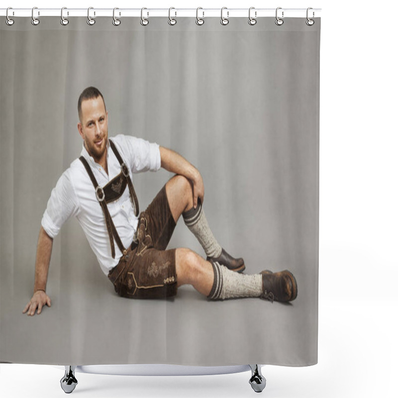 Personality  Man In Bavarian Lederhosen Shower Curtains