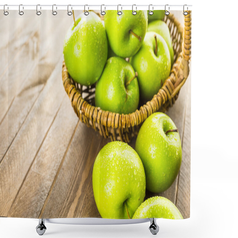 Personality  Organic Granny Smith Apples Shower Curtains