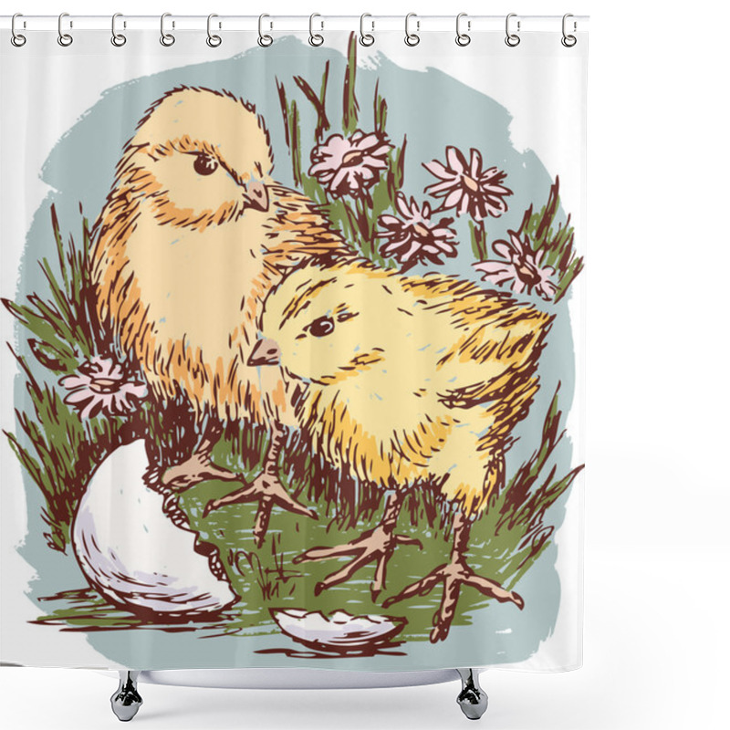 Personality  Chickens In The Grass Shower Curtains