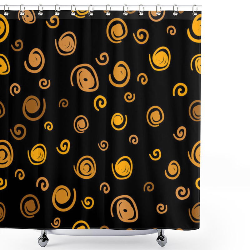 Personality  Abstract Geometric Gold Scribbles Pattern With Dot Shower Curtains