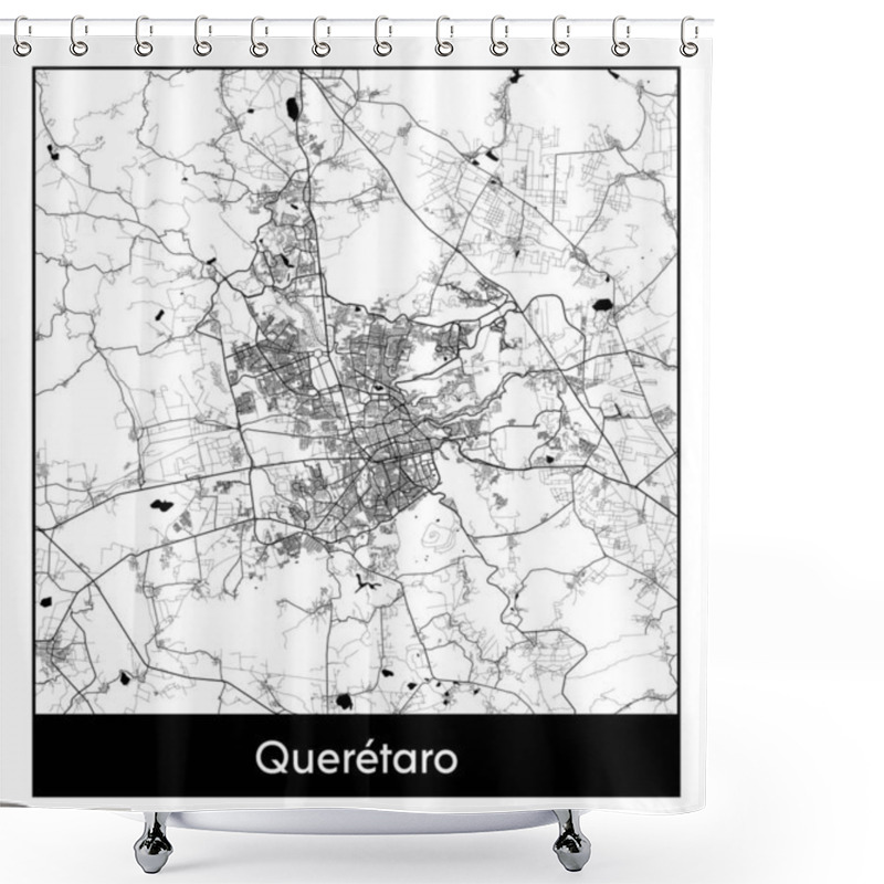 Personality  Queretaro Mexico North America City Map Black White Vector Illustration Shower Curtains