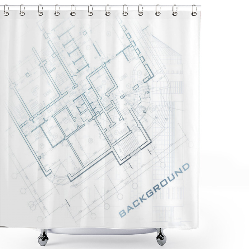 Personality  Architectural Background. Part Of Architectural Project Shower Curtains