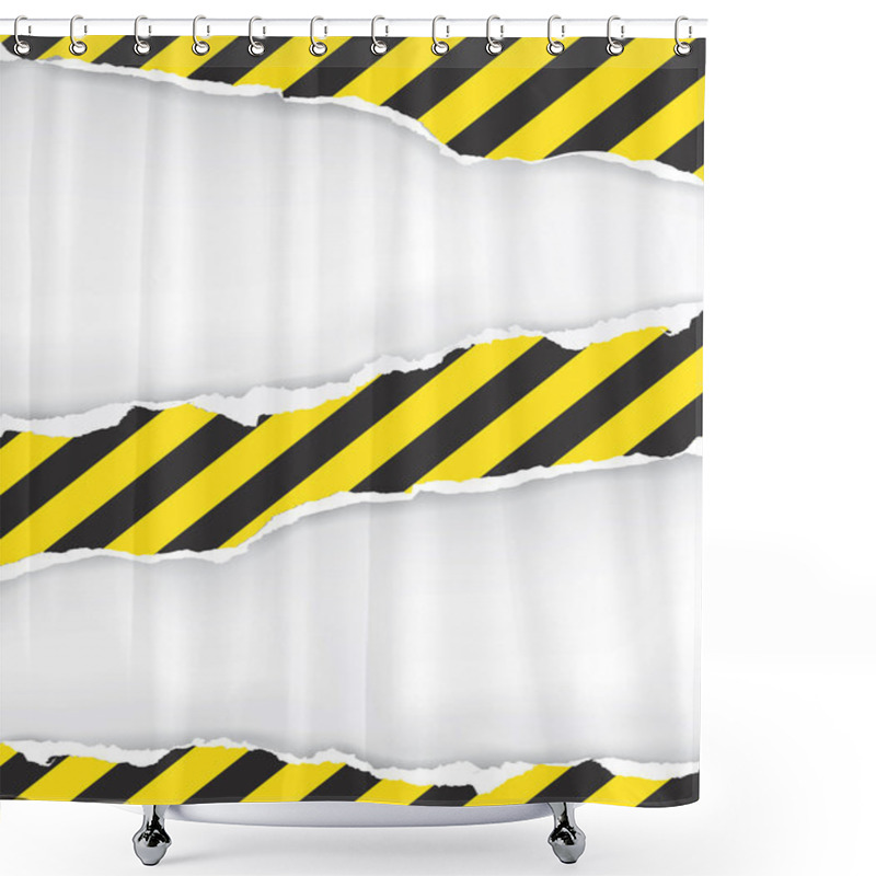 Personality  Ripped Paper With Construction Sign. Shower Curtains