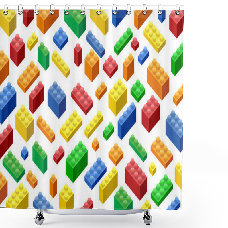 Personality  Isometric Plastic Building Blocks  Shower Curtains