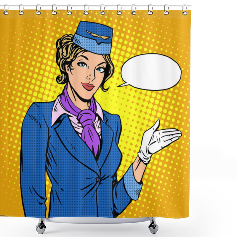 Personality  Stewardess Airline Invites You To Board Shower Curtains