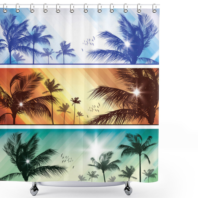 Personality  Palm Tree Header Shower Curtains