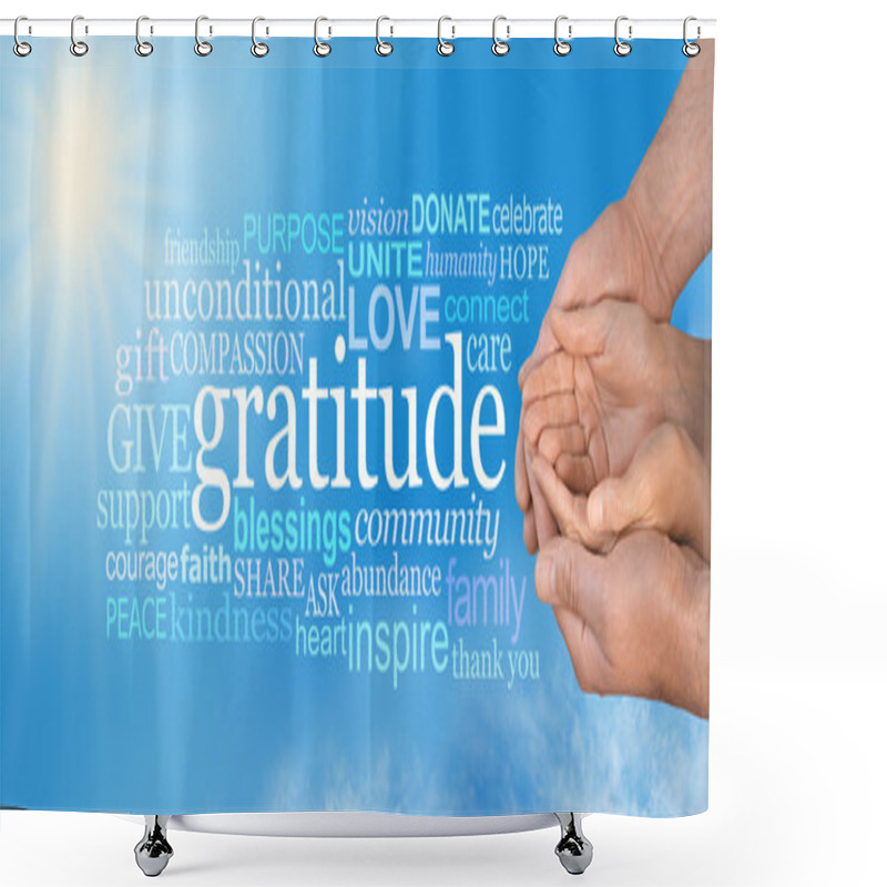 Personality  Thanksgiving Togetherness Bue Sky Banner Shower Curtains