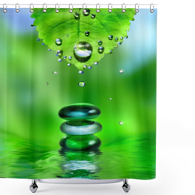 Personality  Spa Stones In Water Splash Shower Curtains