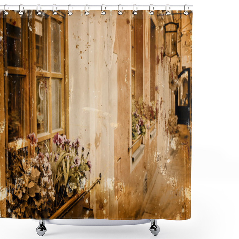 Personality  Adged Textured Photo With Poland Cityes Shower Curtains