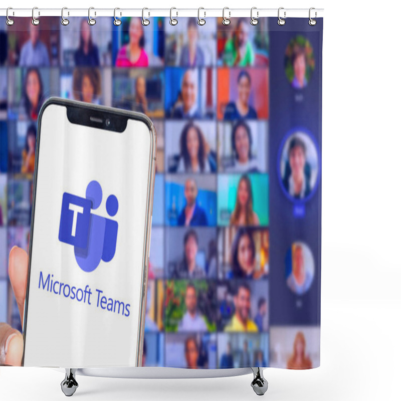 Personality  Microsoft Teams Is A Unified Communication And Collaboration Platform That Combines Persistent Chat In The Workplace, Video MeetingsNew York, USA. Saturday July 11, 2022 Shower Curtains