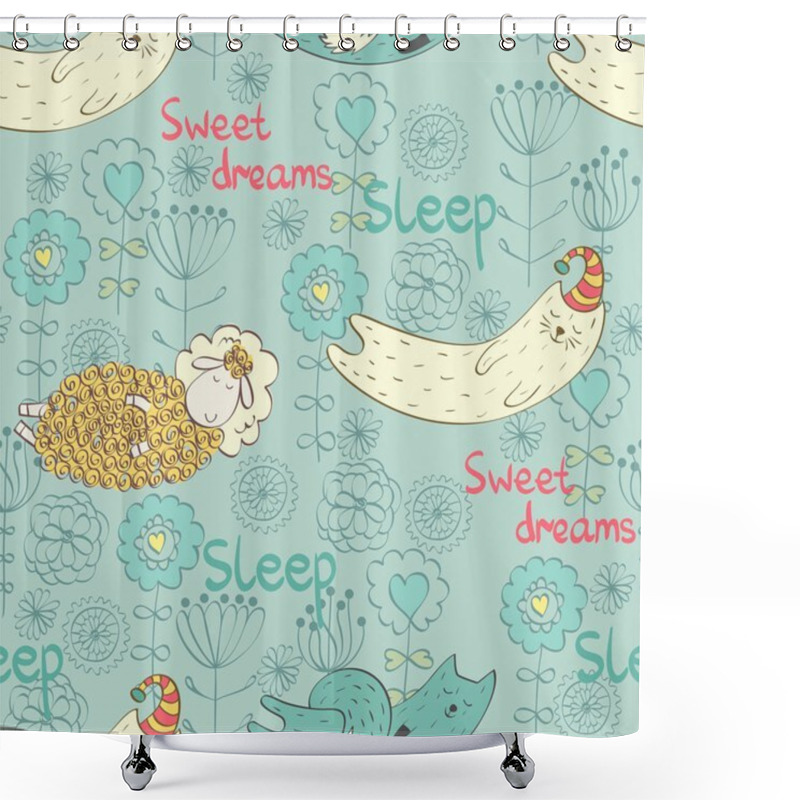 Personality  Vector Sleeping Animals. Shower Curtains