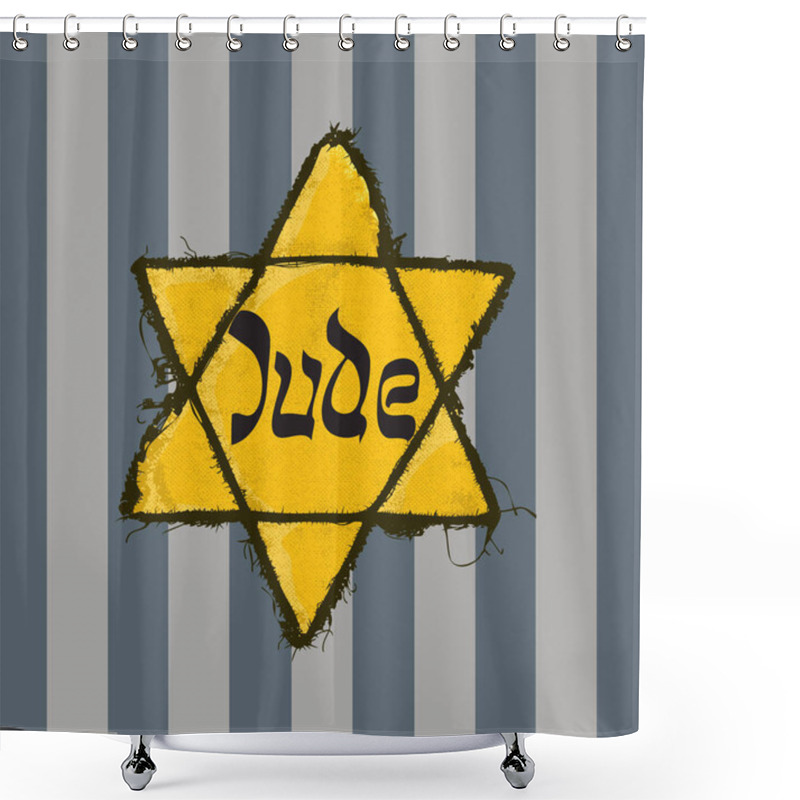 Personality  Jewish Yellow Star (Jude Star) Illustration In Flat Design. Shower Curtains