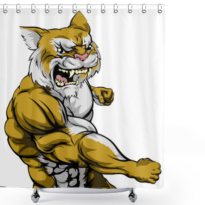 Personality  Punching Wildcat Mascot Shower Curtains