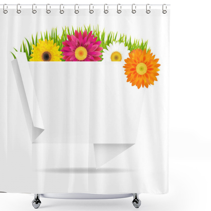 Personality  Grass Border With Flowers  Shower Curtains