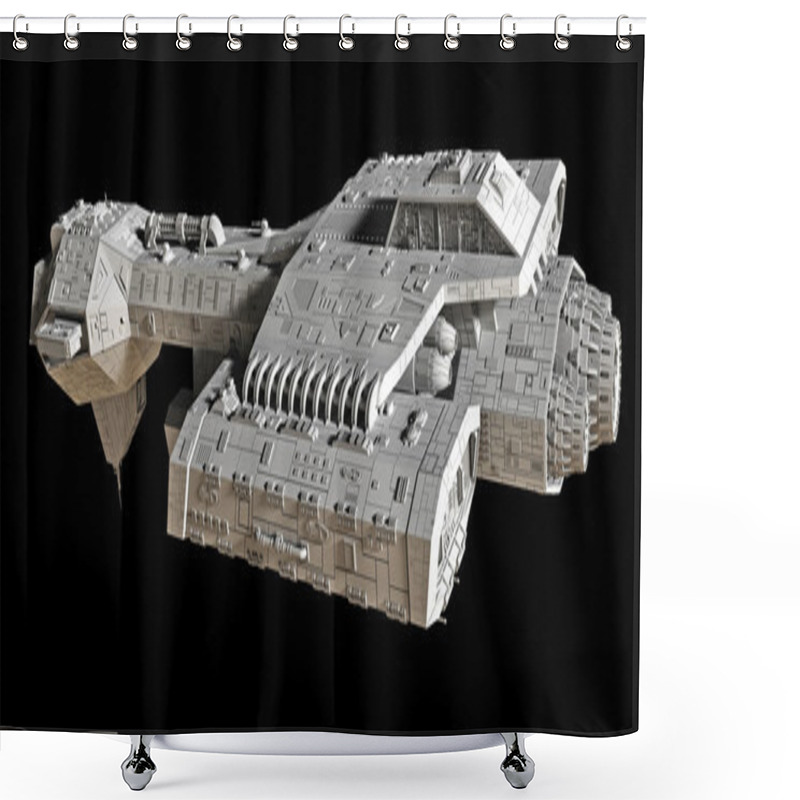 Personality  Spaceship On Black - Side View Shower Curtains