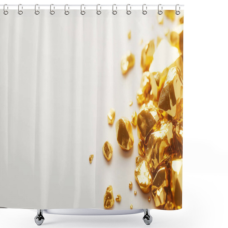 Personality  A Sleek And Polished Gold Bar Is Set Against A Pure White Background. The Image Captures The Luxury And Value Of Gold, Emphasizing Its Role As A Symbol Of Wealth And Investment Shower Curtains