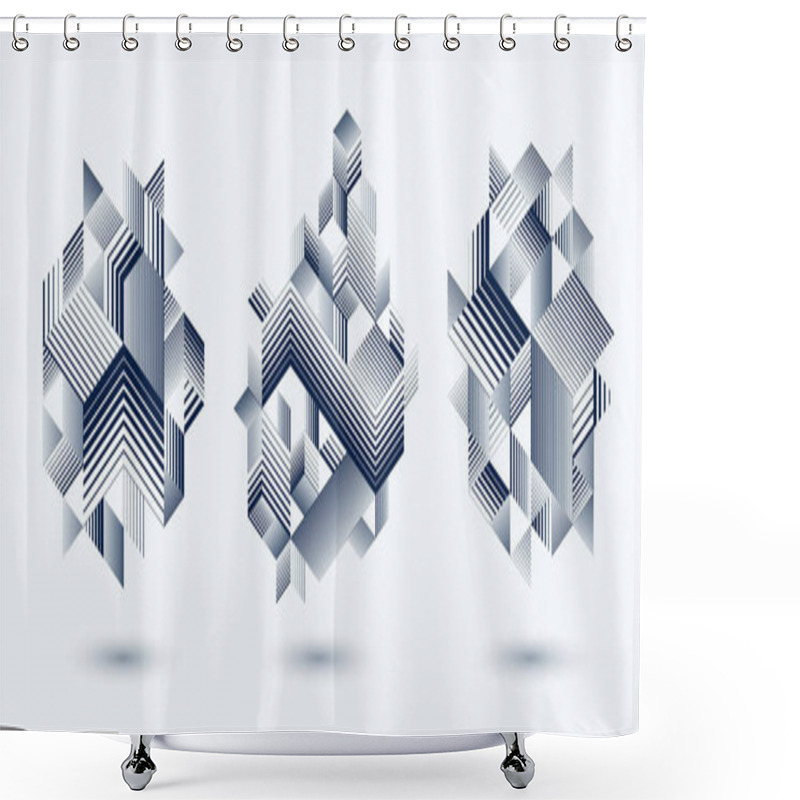 Personality  3D Cubes And Triangles Lined Stripy Abstract Vector Backgrounds  Shower Curtains