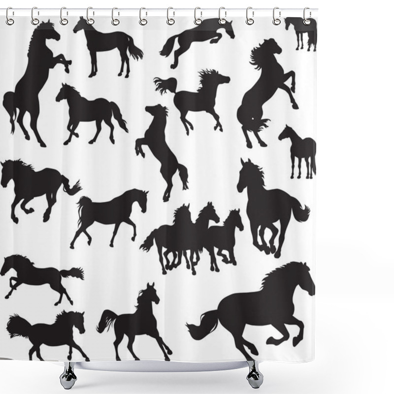 Personality  19 Vector Images Of Horses Shower Curtains