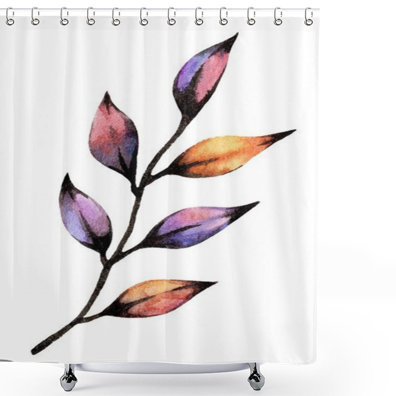 Personality  A Vibrant Branch With Leaves In Black, Orange, Purple, And Pink Hues, Offering A Colorful And Lively Look To Nature-inspired Designs. Shower Curtains