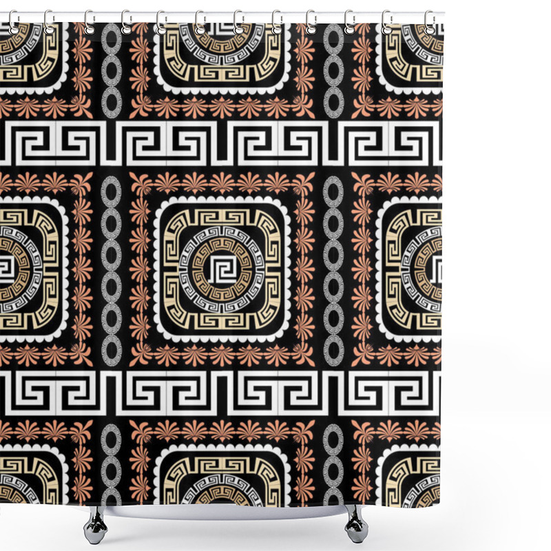 Personality  Check Striped Greek Vector Seamless Pattern. Geometric Abstract  Shower Curtains