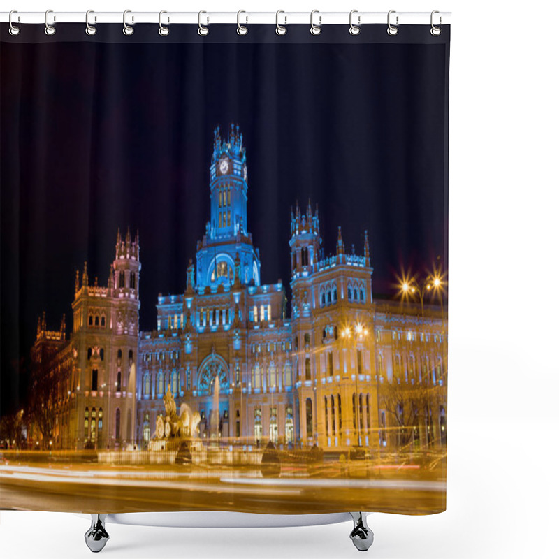 Personality  Plaza De Cibeles At Night In Madrid Shower Curtains