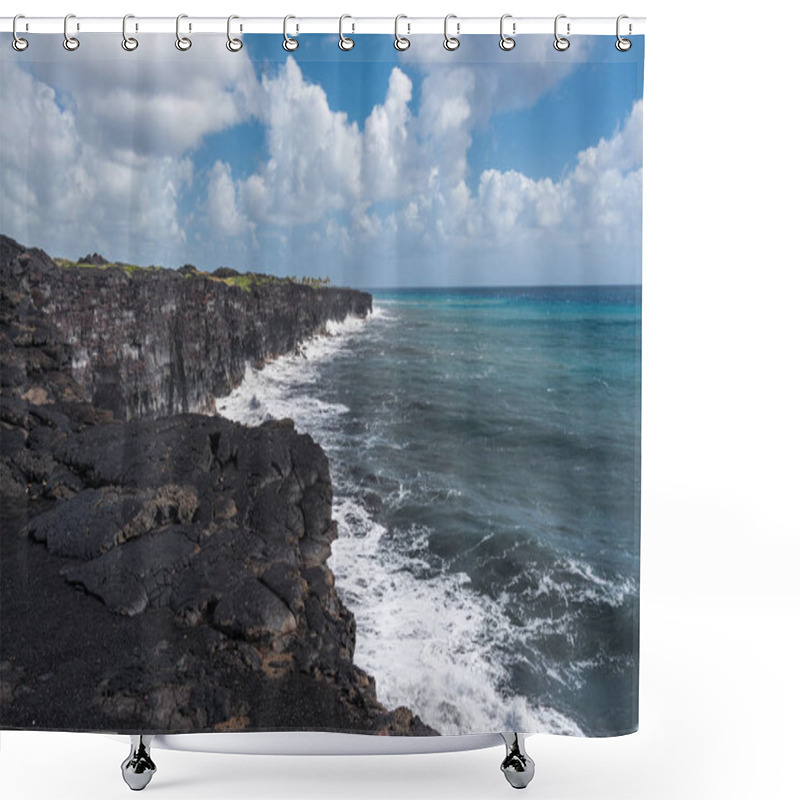 Personality  Volcanic Coast In Hawaii Volcanoes National Park In Hawaii, United States Shower Curtains