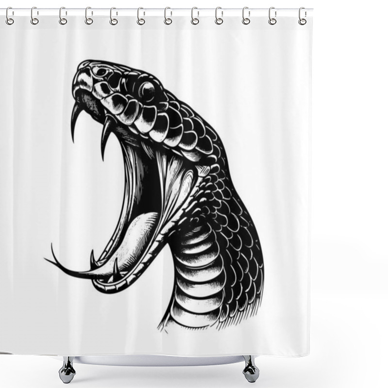 Personality  Black Mamba Snake Hand Drawn Vector Graphic Asset Shower Curtains