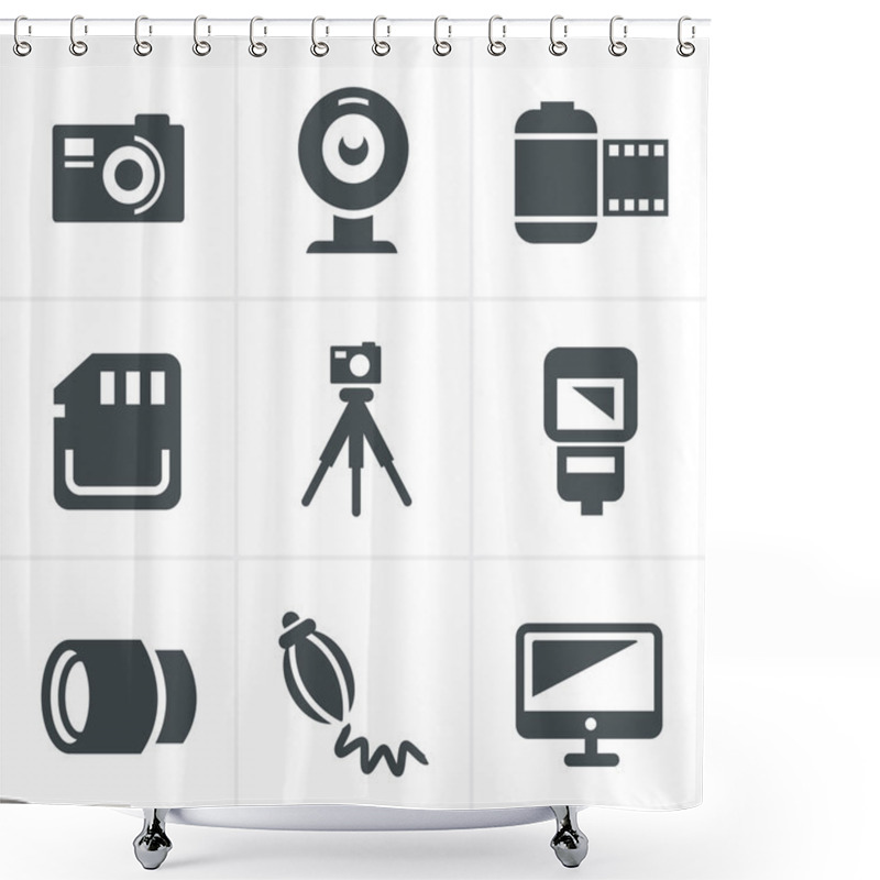 Personality  Photography Icons Set, Vector Design Shower Curtains