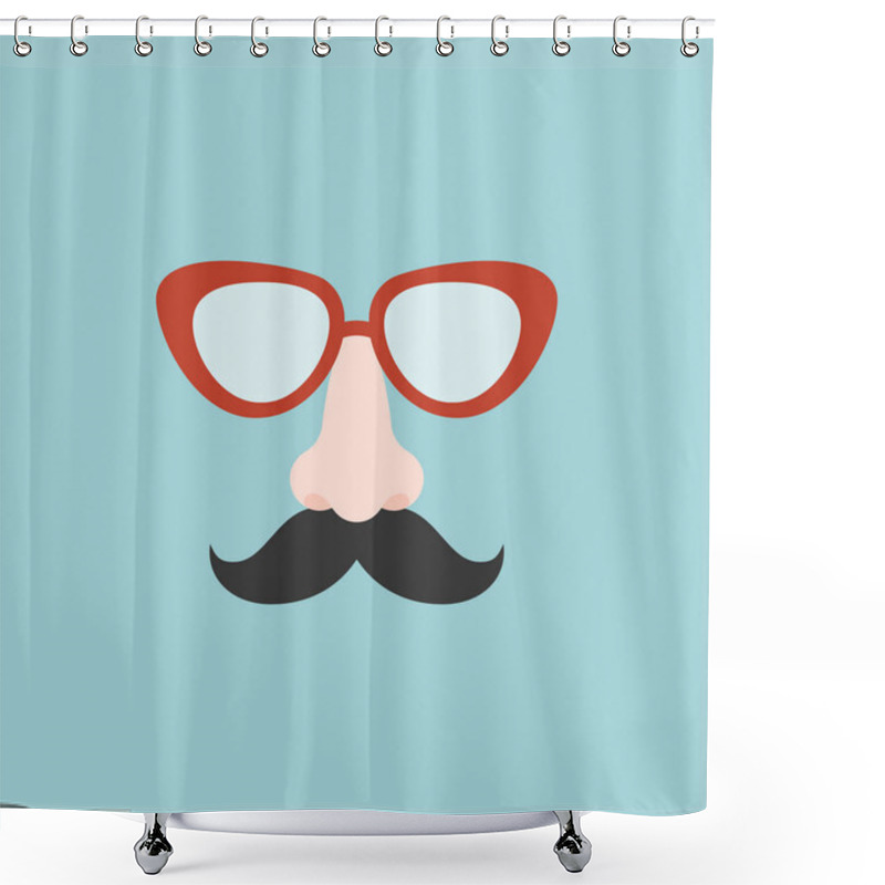 Personality  Nose Mustache Glasses Vector Illustration, Flat Design Shower Curtains