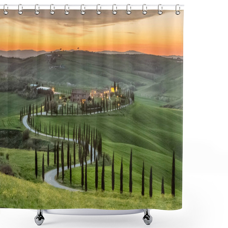 Personality  Sunset Over Typical Country In Tuscany, Italy Shower Curtains