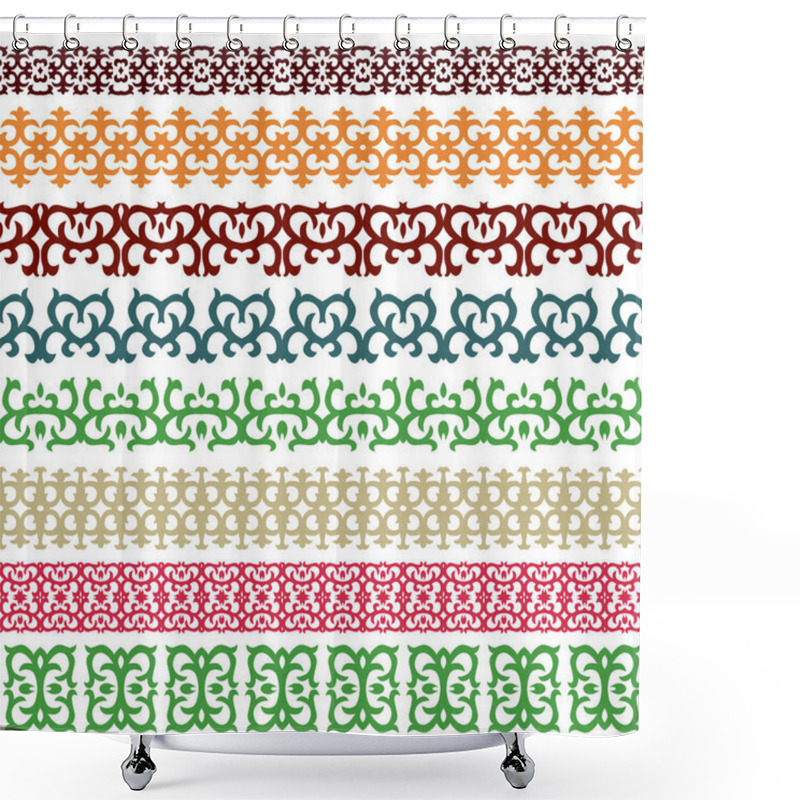 Personality  Seamless Horizontal Vector Borders With Caucasian Motifs Shower Curtains