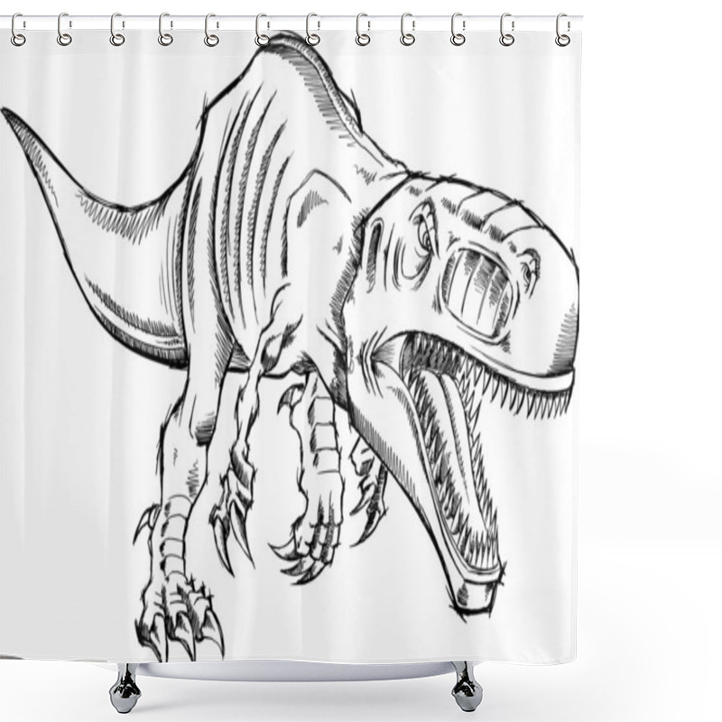 Personality  Sketch Tyrannosaurus Rex Dinosaur T-Rex Shower Curtains