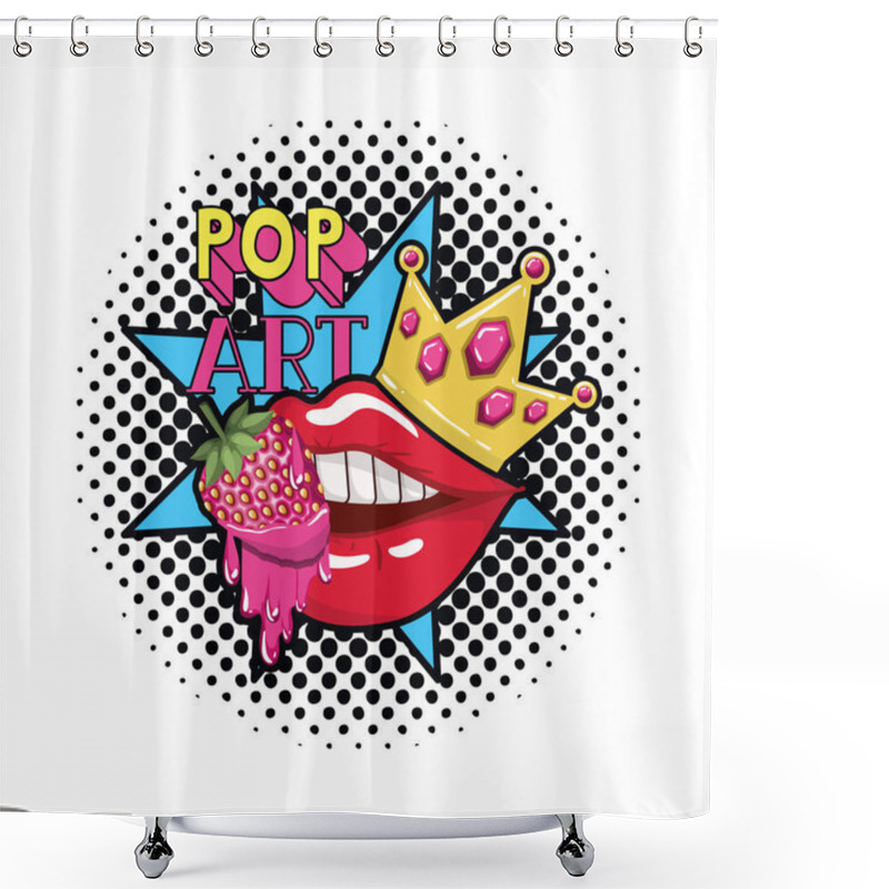 Personality  Female Mouth Dripping With Strawberry Fruit Shower Curtains